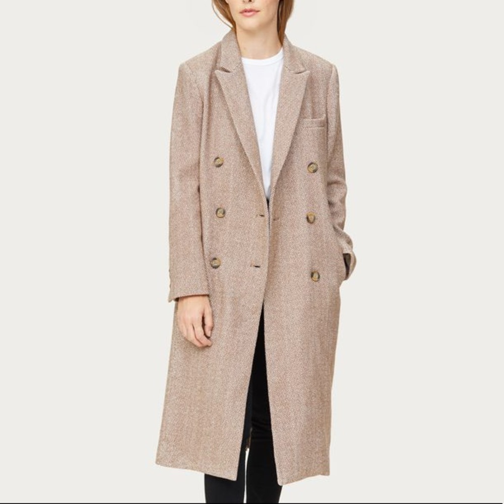 Jenni Kayne Tan Herringbone Pea Coat